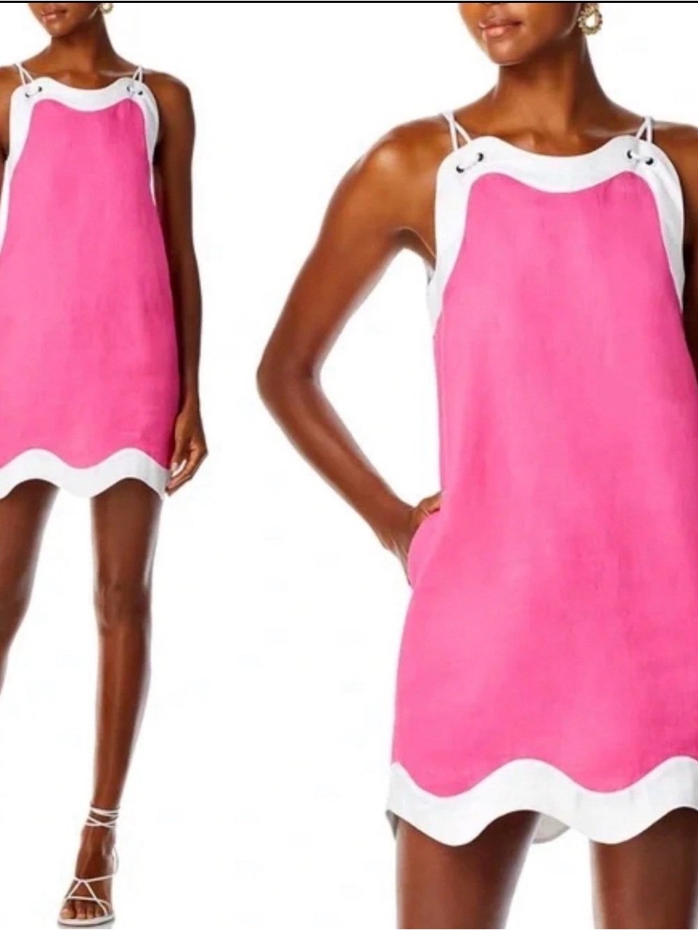 Staud Renata Scalloped Mini Dress in Pink